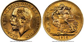 George V gold Sovereign 1915 MS63 NGC, KM820. AGW 0.2355 oz. 

HID09801242017