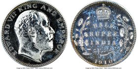 British India. Edward VII Proof Restrike 1/2 Rupee 1910-B PR65 NGC, Bombay mint, KM507. Watery proof fields white spots of toning on reverse, appearin...