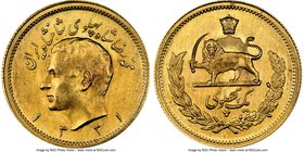 Muhammad Reza Pahlavi gold Pahlavi SH 1331 (1952) MS66 NGC, KM1162.

HID09801242017