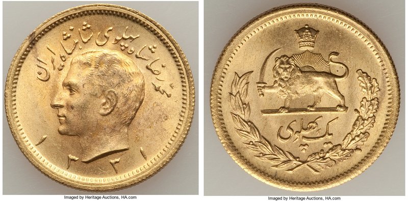 Mohammad Reza Pahlavi gold Pahlavi SH 1331 (1952) UNC, KM1162.

HID09801242017