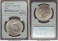 Lombardy-Venetia. Provisional Government 5 Lire 1848-M MS61 NGC, Milan mint, KM-C22.1, Gig-31. Short Stems variety. Exceptional strike with sufficient...