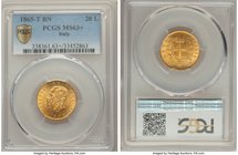 Vittorio Emanuele II gold 20 Lire 1865 T-BN MS63+ PCGS, Turin mint, KM10.1.

HID09801242017