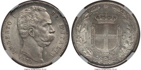 Umberto I 5 Lire 1879-R MS61 NGC, Rome mint, KM20. Brilliant cartwheel luster with some champagne tone mixed within accentuating the strike.

HID09801...