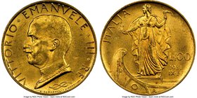 Vittorio Emanuele III gold 100 Lire 1931-R MS62 NGC, Rome mint, KM72.

HID09801242017