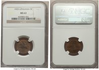 3-Piece Lot of Certified Republic Assorted Issues NGC, 1) 5 Centai 1925 MS63, KM72. 2) 50 Centu 1925 MS62, KM75. 3) Litas 1925 MS62, KM76. Sold as is,...