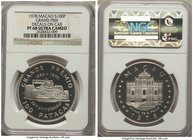 Portuguese Colony Proof "Grand Prix With Decals" 100 Patacas 1978 PR68 Ultra Cameo NGC, Pobjoy mint, KM10. Mintage: 610. Issued for the 25th anniversa...