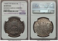 Philip V 8 Reales 1740 Mo-MF AU Details (Excessive Surface Hairlines) NGC, Mexico City mint, KM103. Cleaned at one time with toning now residing aroun...