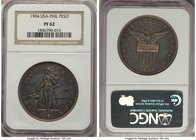 USA Administration Proof Peso 1904 PR62 NGC, Philadelphia mint, KM168. Mintage: 1,355. Golden bronze colored toning. 

HID09801242017