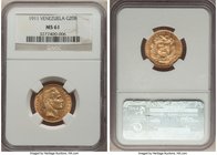 Republic gold 20 Bolivares 1911 MS61 NGC, KM-Y32. 

HID09801242017