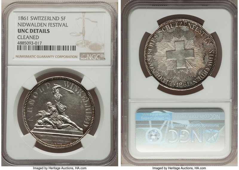 3-Piece Lot of Certified Assorted Issues NGC, 1) Confederation "Nidwalden Shooti...
