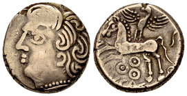 Bituriges Cubi AV Stater

Celtic Gaul. Bituriges Cubi. AV Stater (17-18 mm, 6.93 g), early-mid 1st century BC.
Obv. Male head to left.
Rev. ABVCAT...