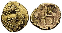 Remi AV Stater

Celtic Gaul. Remi. AV Stater (17-19 mm, 6.19 g), late 2nd-mid 1st century BC.
Obv. Celticized eye in profile; three stars to right,...