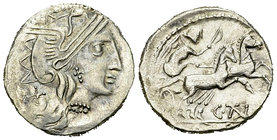 Eravisci AR Denarius, imitating C. Iuventius Thalna 

Eastern Celts. Imitations of Roman Republican. Eravisci, imitating C. Iuventius Thalna 154 BC ...