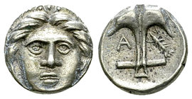 Apollonia Pontika AR Diobol, late 4th century 

Thrace, Apollonia Pontika. AR Diobol (10 mm, 1.08 g), late 4th century BC.
Obv. Laureate facing hea...