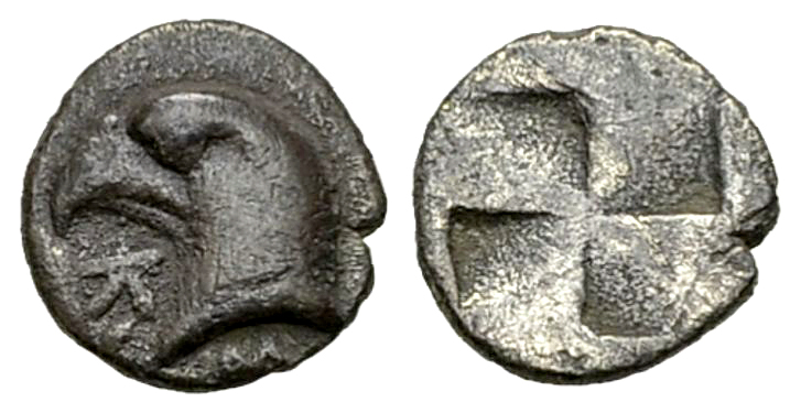 Kyme AR Hemiobol, c. 480-450 BC 

Aeolis, Kyme. AR Hemiobol (8 mm, 0.45 g), c....