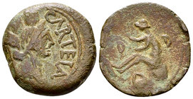 Carteia AE22, Fortuna/Fisherman 

Spain, Carteia. AE22 (6.36 g), c. 10 BC-10 AD.
Obv. CARTEIA, Head of Fortuna to right.
Rev. D D, Fisherman seate...