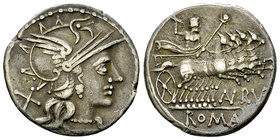 T. Annius Rufus AR Denarius, 144 BC 

T. Annius Rufus. AR Denarius (19 mm, 3.70 g), Rome, 144 BC.
Obv. Helmeted head of Roma to right; behind, X.
...