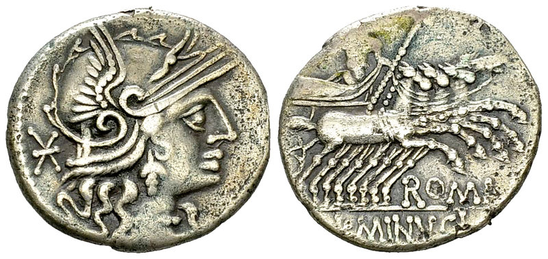 L. Minucius AR Denarius, 133 BC 

L. Minucius. AR Denarius (18-20 mm, 3.80 g),...