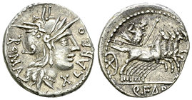 Q. Fabius Labeo AR Denarius, 124 BC 

Q. Fabius Labeo. AR Denarius (17-19 mm, 3.92 g), Rome, 124 BC.
Obv. Helmeted head of Roma to right; behind, R...