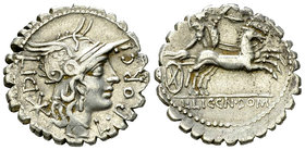 L. Porcius Licinius, Licinius Crassus and Cn. Domitius Ahenobarbus AR Denarius, 118 BC 

L. Porcius Licinius, Licinius Crassus and Cn. Domitius Ahen...