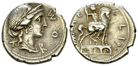 Man. Aemilius Lepidus AR Denarius, 114 or 113 BC 

Man. Aemilius Lepidus. AR Denarius (18-19 mm, 3.83 g), Rome, 114 or 113 BC.
Obv. ROMA (MA ligate...