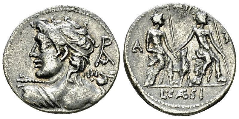 L. Caesius AR Denarius, 112 or 111 BC 

L. Caesius. AR Denarius (19-21 mm, 3.8...