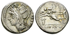 L. Iulius Caesar AR Denarius, 103 BC 

L. Iulius Caesar. AR Denarius (16 mm, 3.96 g), Rome, 103 BC.
Obv. Helmeted head of Mars to left; above visor...