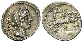 C. Fabius C.f. Hadrianus AR Denarius, 102 BC 

C. Fabius C.f. Hadrianus. AR Denarius (19-21 mm, 3.93 g), Rome, 102 BC.
Obv. Turreted and veiled bus...