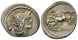 L. Iulius AR Denarius, 101 BC 

L. Iulius. AR Denarius (19-20 mm, 4.00 g), Rome, 101 BC.
Obv. Helmeted head of Roma to right; behind, corn ear.
Re...