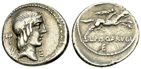 L. Piso Frugi AR Denarius, 90 BC 

L. Piso Frugi. AR Denarius (18-19 mm, 3.86 g), Rome, 90 BC.
Obv. Laureate head of Apollo to right; behind, hamme...