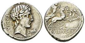 C. Vibius C.f. Pansa AR Denarius, 90 BC 

C. Vibius C.f. Pansa. AR Denarius (18 mm, 4.03 g), Rome, 90 BC.
Obv. PANSA, Laureate head of Apollo to ri...