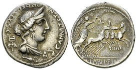 C. Annius AR Denarius, 82/81 BC 

C. Annius. AR Denarius (19-20 mm, 3.91 g), North-Italy, 82-81 BC.
Obv. C·ANNI·T·F·T·N· PRO·COS·EX·S·C, Diademed a...