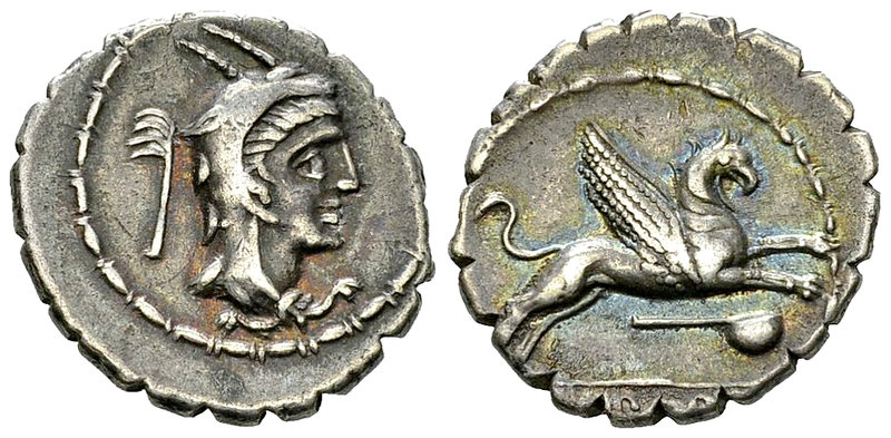 L. Papius AR Denarius, 79 BC 

L. Papius. AR Denarius serratus (19-20 mm, 3.95...