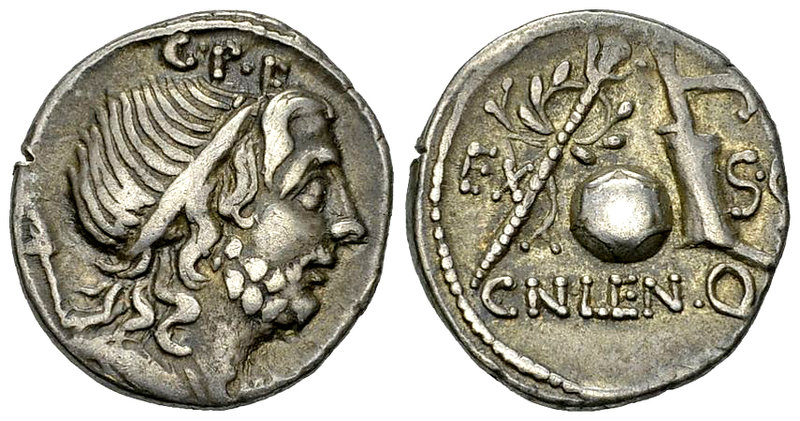 Cn. Cornelius Lentulus AR Denarius, 76/75 BC 

Cn. Cornelius Lentulus. AR Dena...