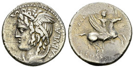 C. Cossutius C.f. Sabula AR Denarius, 74 BC 

C. Cossutius C.f. Sabula. AR Denarius (17-18 mm, 3.55 g), Rome, 74 BC.
Obv. SABVLA, Head of Medusa to...