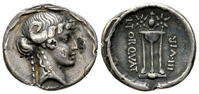 L. Manlius Torquatus Fourré Denarius, 65 BC 

L. Manlius Torquatus. Fourré Denarius (17-18 mm, 3.08 g), 65 BC (or later).
Obv. Ivy-wreathed head of...