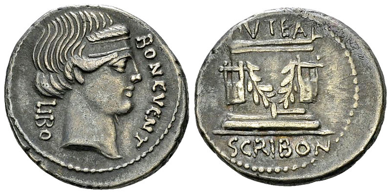 L. Scribonius Libo AR Denarius, 62 BC 

L. Scribonius Libo. AR Denarius (20 mm...