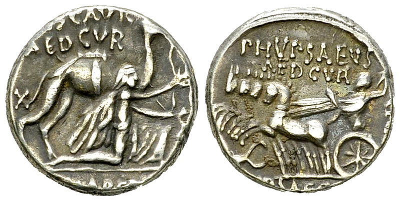 M. Aemilius Scaurus and P. Plautius Hypsaeus AR Denarius, 58 BC 

M. Aemilius ...