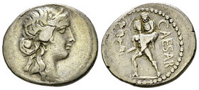 C. Iulius Caesar AR Denarius, 48/47 BC 

C. Iulius Caesar. AR Denarius (17-19 mm, 3.93 g), Asia 48-47 BC.
Obv. Diademed head of Venus to right.
Re...