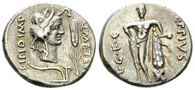 Q. Metellus Scipio and Eppius Legatus AR Denarius, 47/46 BC 

Q. Metellus Scipio and Eppius Legatus. AR Denarius (17-18 mm, 3.84 g), Africa, 47-46 B...