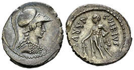 C. Vibius Varus AR Denarius, 42 BC 

C. Vibius Varus. AR Denarius (17-19 mm, 3.51 g), Rome, 42 BC.
Obv. Helmeted head of Minerva to right, wearing ...