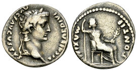 Tiberius AR Denarius, Livia reverse 

 Tiberius (14-37 AD). AR Denarius (18 mm, 3.75 g), Lugdunum. Obv. TI CAESAR DIVI AVG F AVGVSTVS, Laureate head...