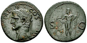 Agrippa AE As, Neptune reverse 

Agrippa (+12 BC). AE As (26-27 mm, 10.27 g), Rome, struck under Caligula 37-41 AD.
Obv. M AGRIPPA L F COS III, Hea...