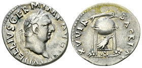 Vitellius AR Denarius, Tripod reverse 

Vitellius (12/15-69 AD). AR Denarius (18-19 mm, 3.50 g), Rome, April to December 69. 
Obv. A VITELLIVS GERM...