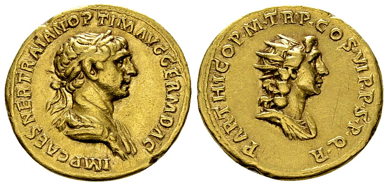 Traianus Aureus, Sol reverse 

Traianus (98-117 AD). Aureus (19-20 mm, 7.11 g)...