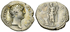 Hadrianus AR Denarius, Genius reverse 

Hadrianus (117-138 AD). AR Denarius (18-19 mm, 3.08 g), Rome, 124-128.
Obv. HADRIANVS AVGVSTVS, Laureate bu...