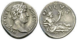 Hadrianus AR Denarius, Nilus reverse 

Hadrianus (117-138 AD). AR Denarius (18 mm, 3.49 g), Rome, 134-138. 
Obv. HADRIANVS AVG COS III P P, Bare he...