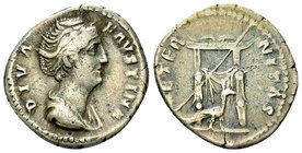 Diva Faustina AR Denarius, Throne/peacock reverse 

Antoninus Pius (138-161 AD) for Diva Faustina (died 141 AD). AR Denarius (18-19 mm, 2.96 g), Rom...