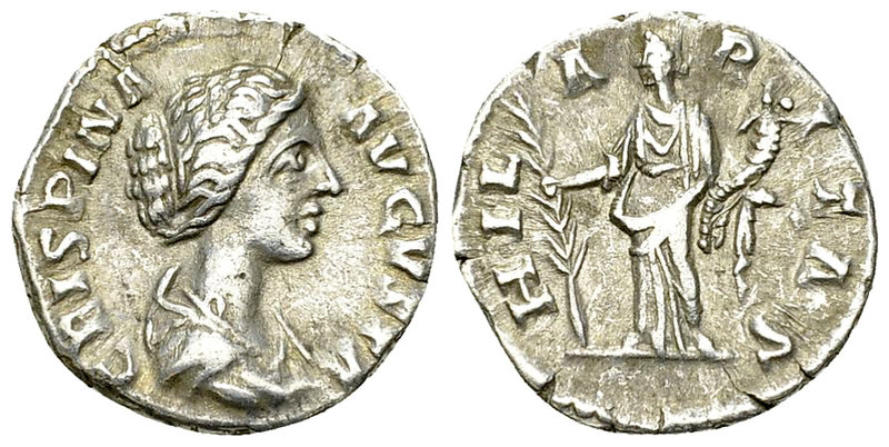 Crispina AR Denarius, Hilaritas reverse 

Commodus (177-192 AD) for Crispina. ...