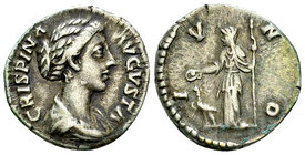 Crispina AR Denarius, Iuno reverse 

Commodus (177-192 AD) for Crispina. AR Denarius (18 mm, 3.08 g), Rome.
 Obv. CRISPINA AVGVSTA, Draped bust to ...